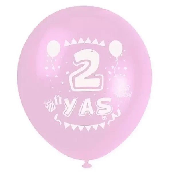 Hazır Baskı Balon (1+1) Pembe 2 Yaş