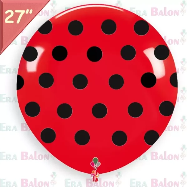 Hazır Baskılı Balon 27" Kırmızıya Siyah Puanlı
