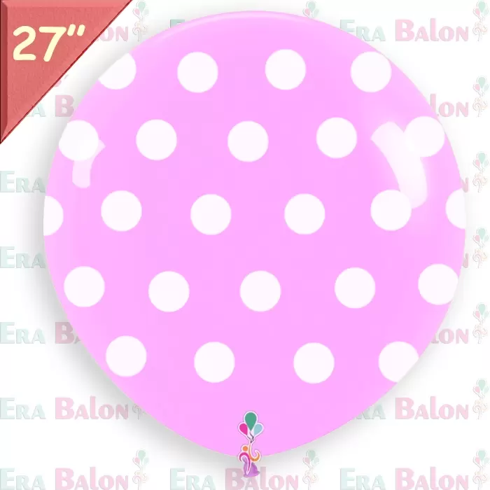 Hazır Baskılı Balon 27" Pembe Puanlı