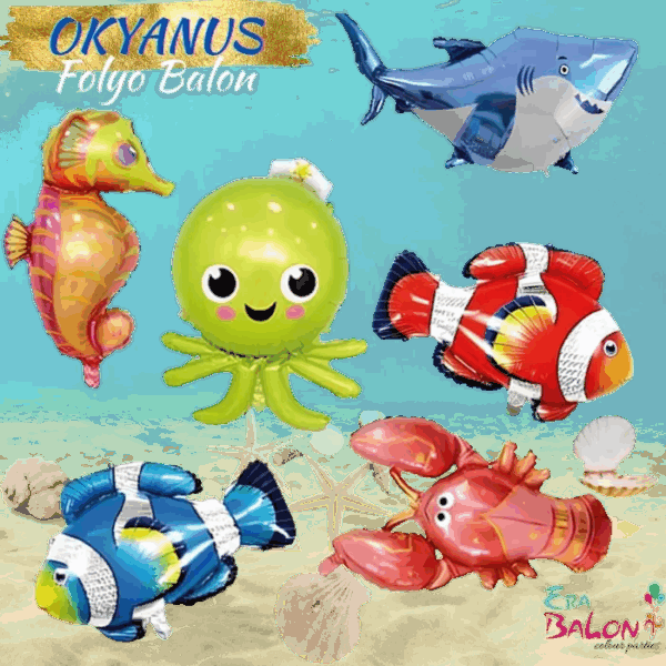 Folyo Balon Çin Set 14" Okyanus 6'lı