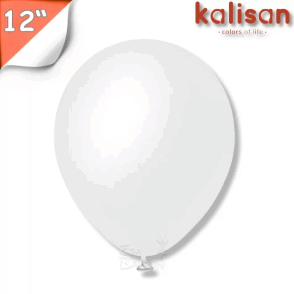 Opak Saten 12" Balon Kalisan Kar Beyaz (satin Snow White) 50'li